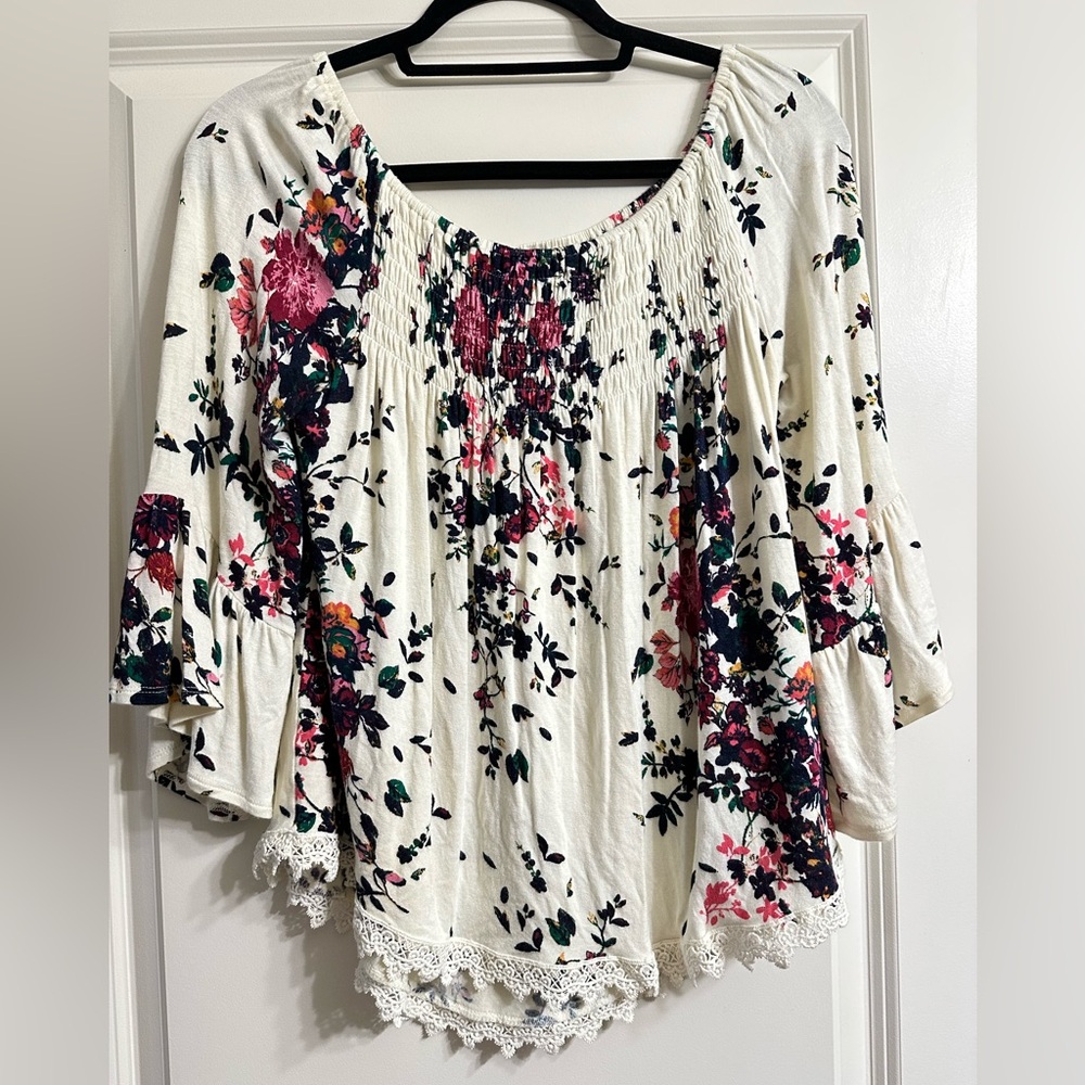 Floral Print Strapless Women's Top